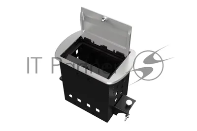 Прямоугольный металлический корпус Wize Pro WRTS-M-4CBOX-S серия M, для модульной системы врезного лючка в стол с убирающейся крышкой для установки до 4 модулей-вставок серии М, серебристый