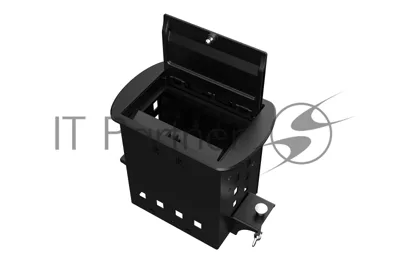 Прямоугольный металлический корпус Wize Pro WRTS-M-4CBOX-B серия M, для модульной системы врезного лючка в стол с убирающейся крышкой для установки до 4 модулей-вставок серии М, черный