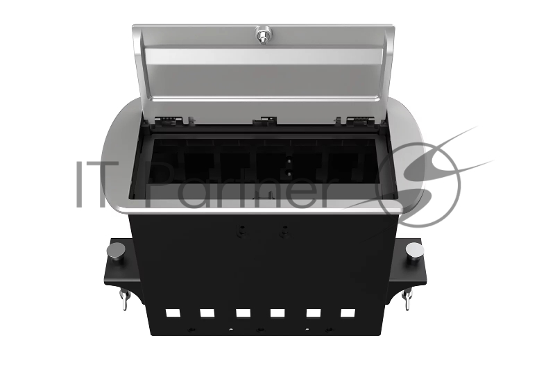 Прямоугольный металлический корпус Wize Pro WRTS-M-6CBOX-S серия M, для модульной системы врезного лючка в стол с убирающейся крышкой для установки до 6 модулей-вставок серии М, серебристый