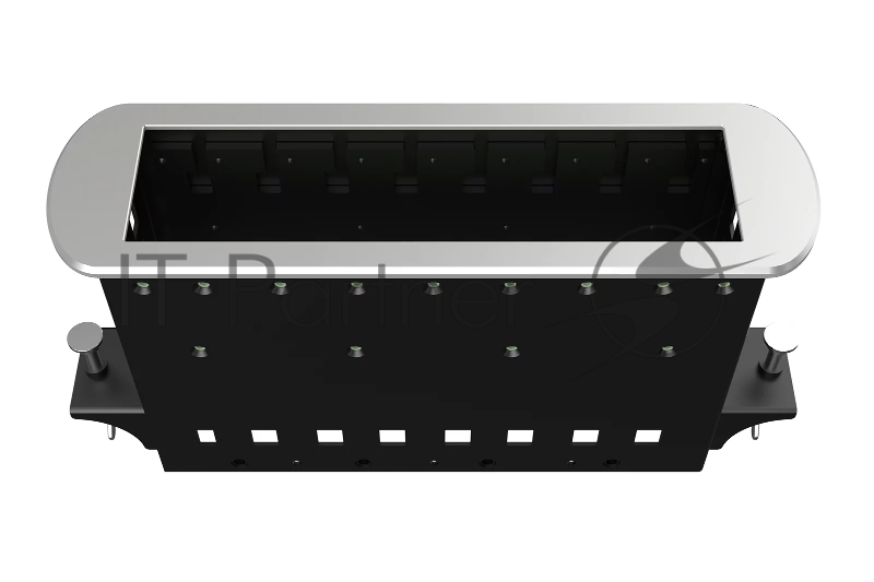 Прямоугольный металлический корпус Wize Pro WRTS-M-8BOX-S серия M, для модульной системы врезного лючка в стол с убирающейся крышкой для установки до 8 модулей-вставок серии М, серебристый