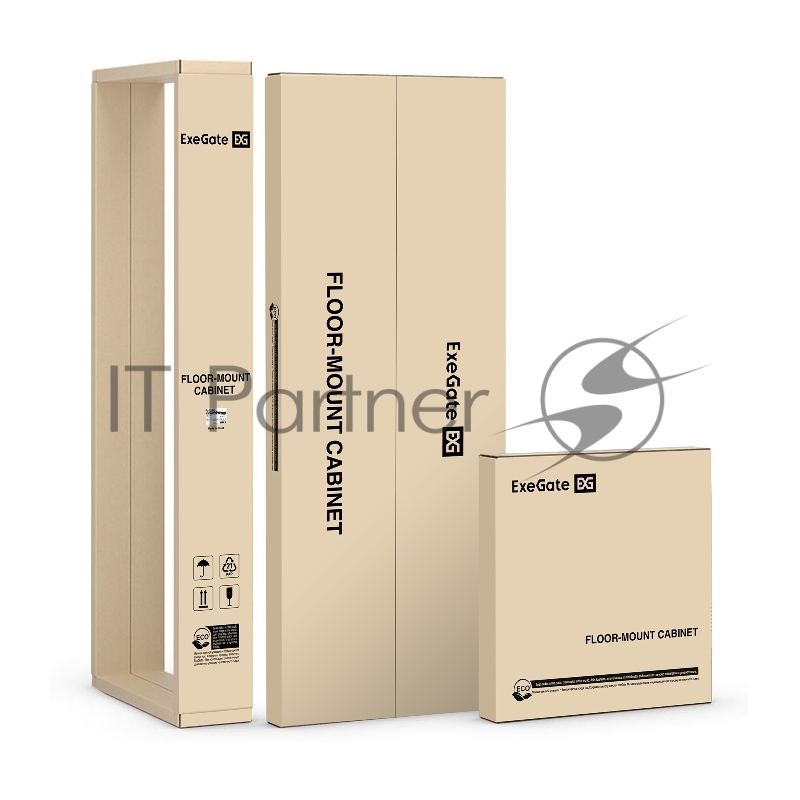Шкаф телекоммуникационный 19" напольный 42U ExeGate EC-FS-42U.600.1000.V.V.GREY (19”, 42U, 600x1000x2054mm (ШхГхВ), передняя и задняя двери перфорированные, съемные боковые панели, пыле- и влагозащита IP20, встроенный вентиляционный модуль, 1 полка в комплекте, светло-серый RAL 7035, 3 коробки)
