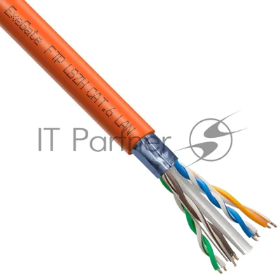 Кабель ExeGate FUTP4-C6-CCA-S23-IN-LSZH-OR-305 FTP 4 пары кат.6 CCA, 0.57мм (23AWG), экран, 305м, оранжевый, LSZH