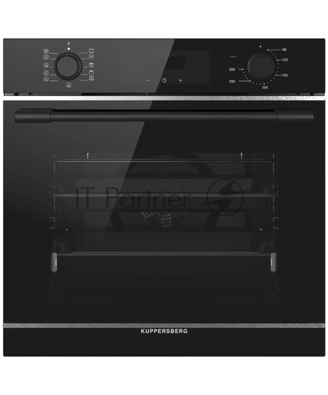 Духовой шкаф Kuppersberg HO 622 BX, High-Tech, 78 л, комбинированное управление, дисплей, таймер, 11 режимов, макс. температура 300 градусов, гриль, телескопические направляющие (на 1 уровень), энергоэффективность А, цвет черный, цвет фурнитуры черный/нержавеющая сталь