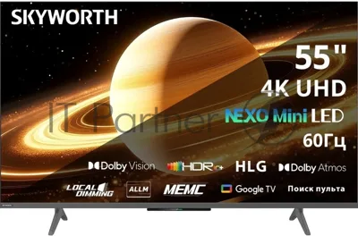 Телевизор Skyworth 55" 55X66H черный/серый Mini LED UHD 60Hz Smart TV Google TV 2GB/32GB