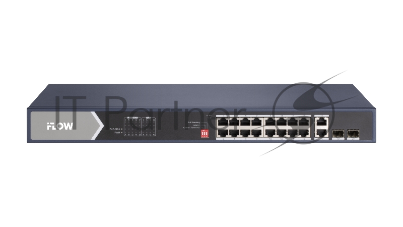 Коммутатор iFLOW F-SW-EU620HPOE-V, 16×1 Гбит/с PoE + 2×1 Гбит/с LAN, неуправляемый