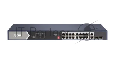 Коммутатор iFLOW F-SW-EU620HPOE-V, 16×1 Гбит/с PoE + 2×1 Гбит/с LAN, неуправляемый