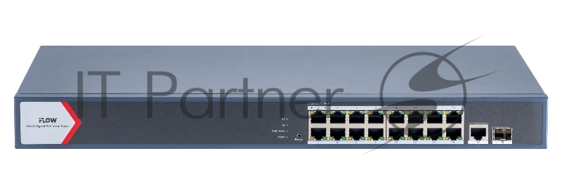 Коммутатор iFLOW F-SW-EM618POE-VM, 16×1 Гбит/с PoE + 2×1 Гбит/с Комбо (RJ45/SFP), настраиваемый