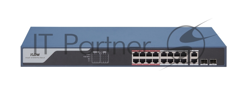 Коммутатор iFLOW F-SW-EM418POE-VM, 16×100 Мбит/с PoE + 2×1 Гбит/с Комбо (RJ45/SFP), настраиваемый