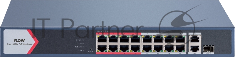 Коммутатор iFLOW F-SW-EM418POE-VM/L, 16×100 Мбит/с PoE + 2×1 Гбит/с Комбо (RJ45/SFP), настраиваемый