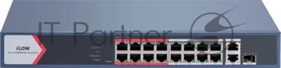 Коммутатор iFLOW F-SW-EM418POE-VM/L, 16×100 Мбит/с PoE + 2×1 Гбит/с Комбо (RJ45/SFP), настраиваемый