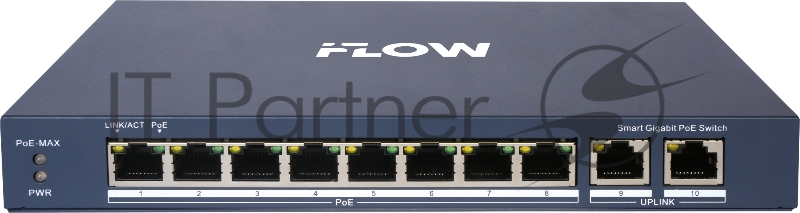 Коммутатор iFLOW F-SW-EM610POE-VM, 8×1 Гбит/с PoE + 2×1 Гбит/с Комбо (RJ45/SFP), настраиваемый