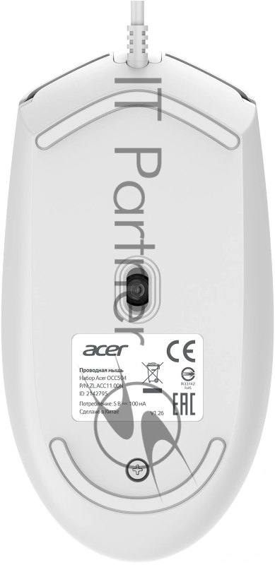 Клавиатура + мышь Acer OCC504 клав:белый мышь:белый USB Multimedia (ZL.ACC11.00N)