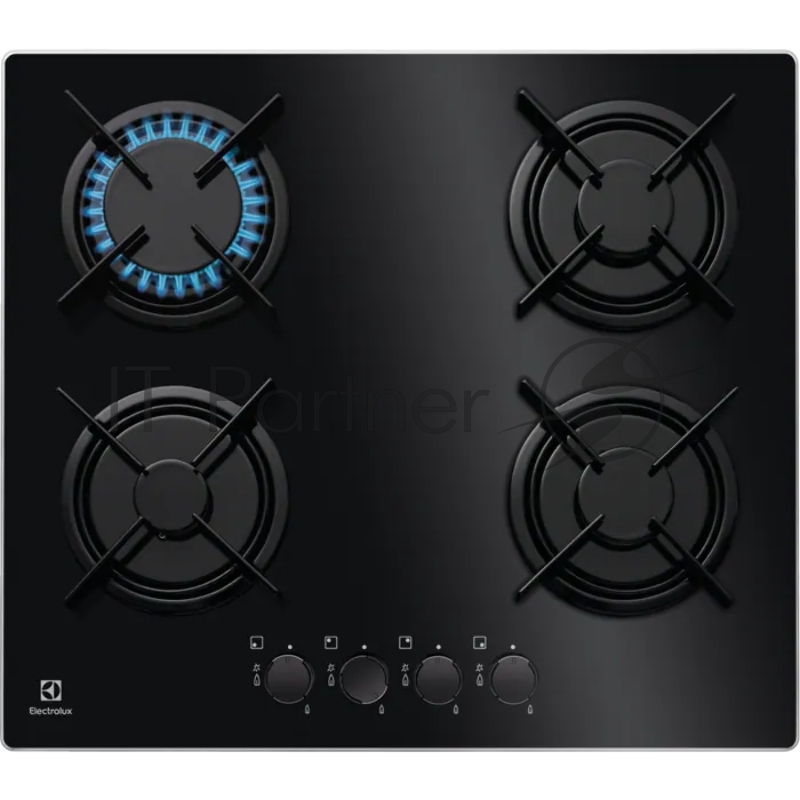 Газовая варочная поверхность Electrolux EGT6242NVK, 4 конфорки, закаленное стекло, 7700 Вт