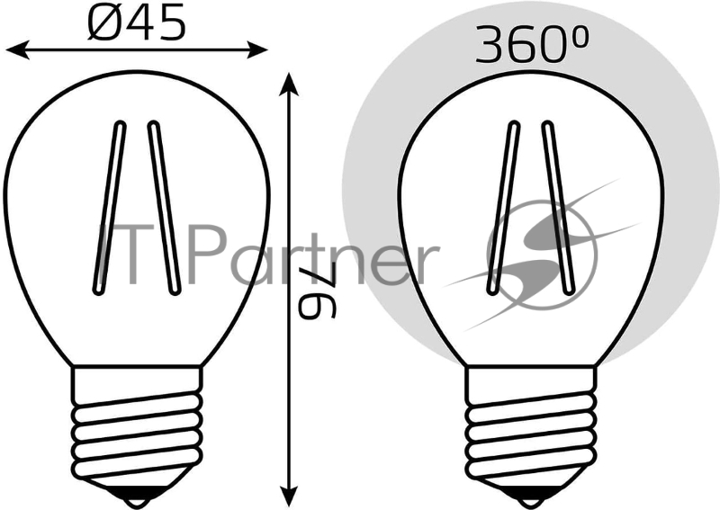 Лампа филам. Gauss Filament 10Вт цок.:E27 шар св.свеч.бел.теп. (упак.:1шт) (52210)
