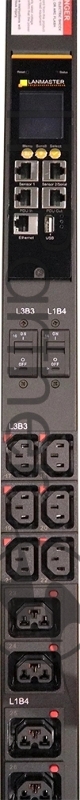 Блок распределения питания Lanmaster LAN-PDUVG332C-36L12Z-03BK верт.размещ. 36xC13 12xC39 с мониторингом 3x32A IEC 309 3м