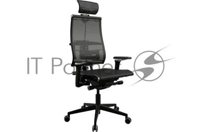 Кресло руководителя эргономичное Метта Yoga Spine Black Edition черный сиденье черный сетка с подголов. крестов.5-луч. металл хром