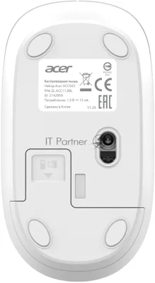 Клавиатура + мышь Acer OCC503 клав:белый мышь:белый USB беспроводная (ZL.ACC11.00L)