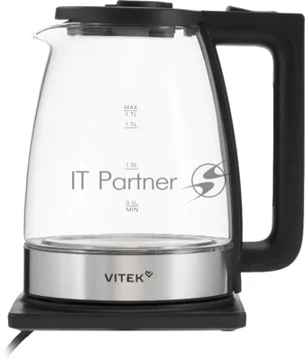 Чайник электрический Vitek VT-WK1071 1.7л. 1800Вт черный/серебристый корпус: стекло