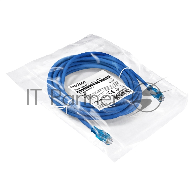Патч-корд медный ExeGate UTP-RJ45-RJ45-5e-CU-10M-BL, UTP, cat.5e, 10м, синий