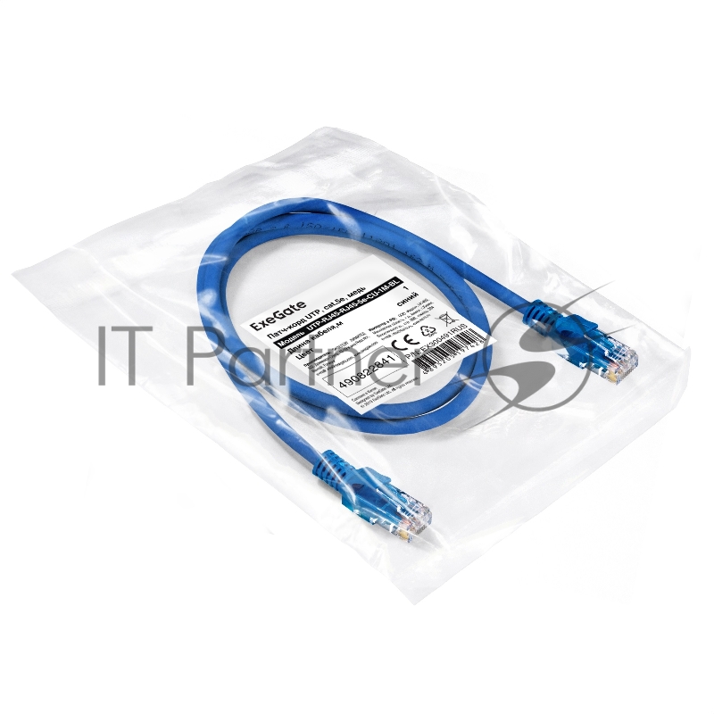 Патч-корд медный ExeGate UTP-RJ45-RJ45-5e-CU-1M-BL, UTP, cat.5e, 1м, синий