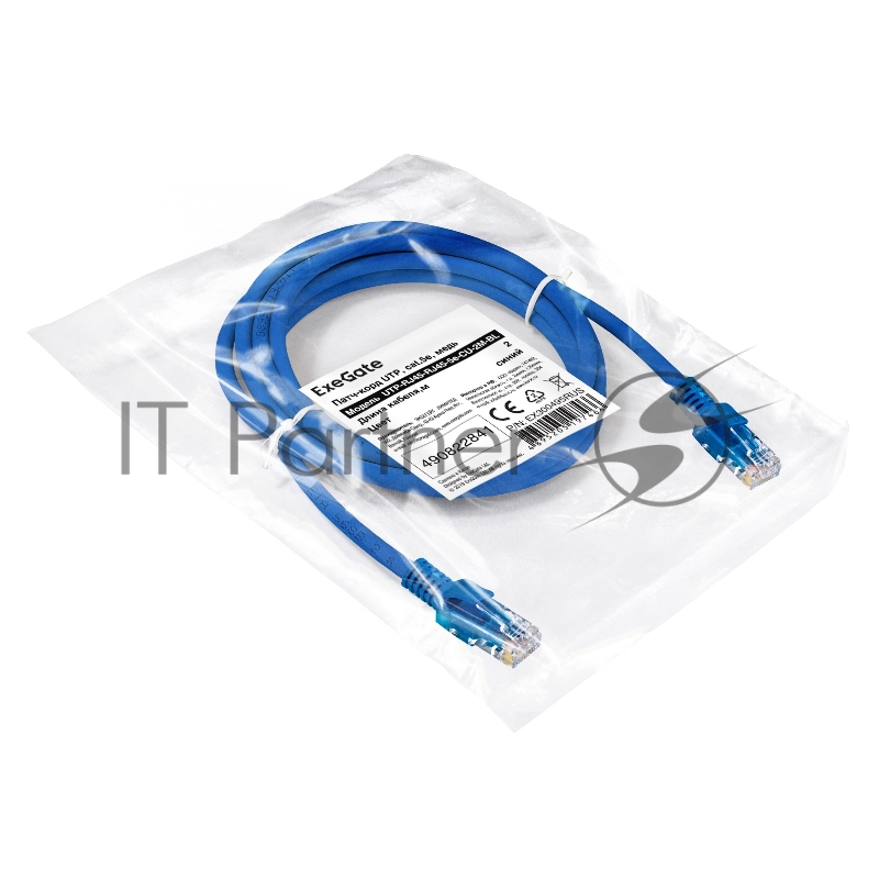 Патч-корд медный ExeGate UTP-RJ45-RJ45-5e-CU-2M-BL, UTP, cat.5e, 2м, синий