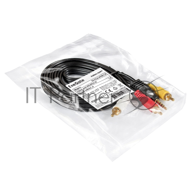 Кабель аудио ExeGate EX-CCA-4P2R-1.8 (3.5mm Jack M/3xRCA M, 1,8м)