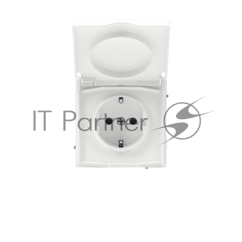 Розетка силовая, 2P+E, с з/ш, с крышкой, IP44, белая магнолия