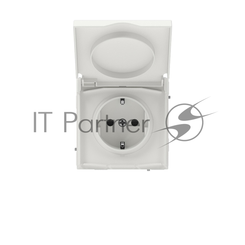 Розетка силовая, 2P+E, с з/ш, с крышкой, IP44, белый песок