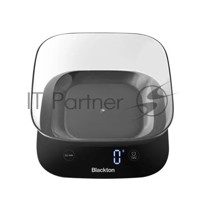Кухонные весы Blackton Bt KS116 Black, сенсорное управление, LED-дисплей, 4 высокочувствительных датчика, выбор единиц измерения - грамм, фунт, унция, миллилитр, интервал измерения 1 г, максимальный вес 10 кг, функция вычета веса тары, индикация перегрузки, индикатор замены батарейки, автоматическое и ручное отключение, автообнуление, материал корпусаластик, нескользящие ножки, источник питания 3 х AAA, номинальное напряжение 4.5 В"
