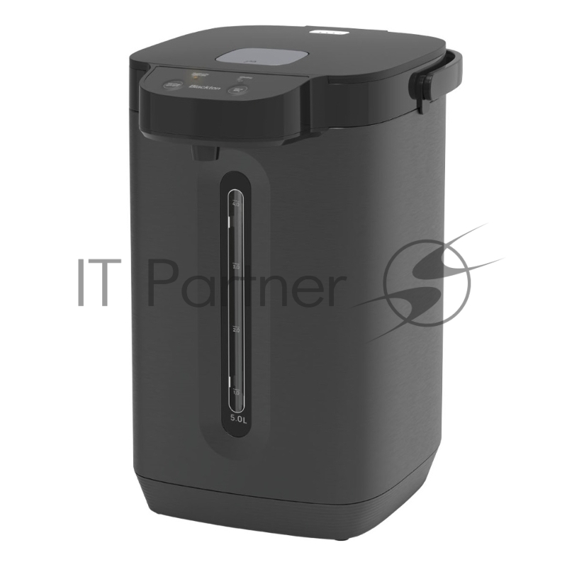 Термопот Blackton Bt TP500 Black, мощность 1800 Вт, объем 5 л, электронный тип управления, функция повторного кипячения, функция поддержания температуры, способы подачи воды - электрическая помпа, индикатор уровня воды, автоотключение при недостаточном количестве воды, защита от перегрева, съемная крышка, ручка для переноски, материал корпуса - металл, пластик, материал внутренней камеры - нержавеющая сталь, длина электрошнура 1.0 м, напряжение 220-240 В, 50-60 Гц, защита от поражения электроток