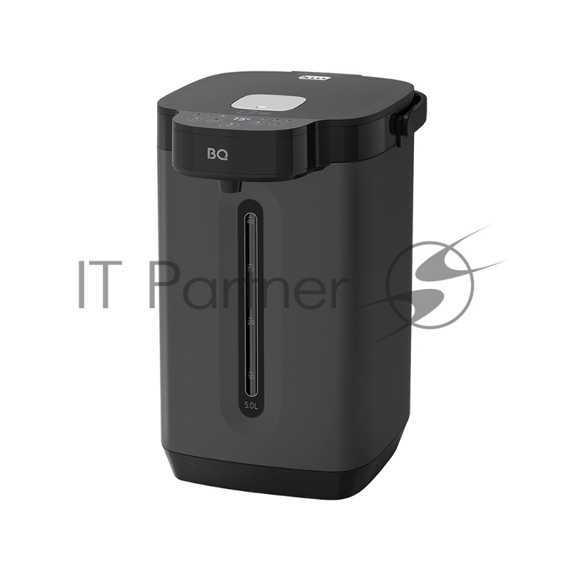 Термопот BQ TP5002 Black, мощность 1800 Вт, объем 5 л, сенсорный тип управления, 5 температурных режимов (45, 65, 75, 85, 95°С), функция повторного кипячения, функция поддержания температуры, способы подачи воды - электрическая помпа, индикатор уровня воды, автоотключение при недостаточном количестве воды, блокировка подачи воды, защита от перегрева, дисплей LED, съемная крышка, ручка для переноски, материал корпуса - металл, пластик, материал внутренней камеры - высококачественная нержавеющая с