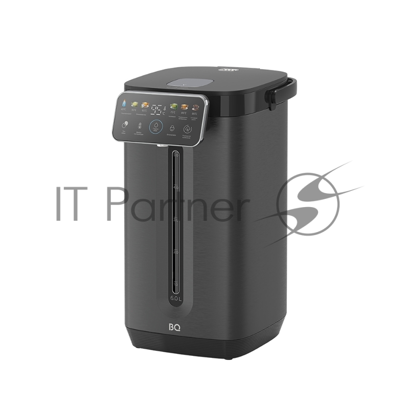 Термопот BQ TP6001 Black, мощность 1800 Вт, объем 6 л, сенсорный тип управления, 6 температурных режимов (45-95°C, с шагом 10°С), функция повторного кипячения, функция поддержания температуры, способы подачи воды - электрическая помпа, индикатор уровня воды, автоотключение при недостаточном количестве воды, блокировка подачи воды, защита от перегрева, дисплей LED, съемная крышка, ручка для переноски, материал корпуса - металл, пластик, материал внутренней камеры - высококачественная нержавеющая 