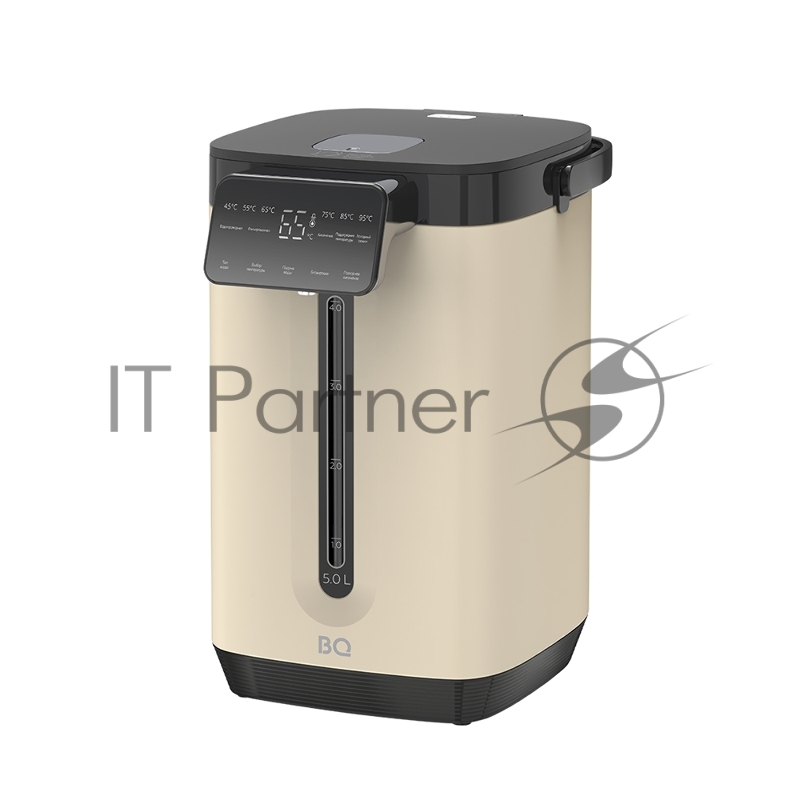 Термопот BQ TP5003 Beige, мощность 1800 Вт, объем 5 л, сенсорный тип управления, 6 температурных режимов (45-95°C, с шагом 10°С), функция повторного кипячения, функция поддержания температуры, способы подачи воды - электрическая помпа, индикатор уровня воды, автоотключение при недостаточном количестве воды, блокировка подачи воды, блокировка кнопок, защита от перегрева, дисплей LED, съемная крышка, ручка для переноски, материал корпуса - металл, пластик, материал внутренней камеры - высококачест