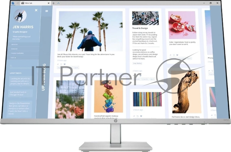 Монитор 27" HP 527sh IPS 1920x1080, 100 Гц, 5 мс, 16:9, 300 кд/м², 2xHDMI, VGA, Flicker Free, Low Blue Light, трехсторонний безрамочный дизайн, регулировка по высоте, серебристый/черный