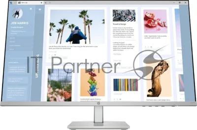 Монитор 27" HP 527sh IPS 1920x1080, 100 Гц, 5 мс, 16:9, 300 кд/м², 2xHDMI, VGA, Flicker Free, Low Blue Light, трехсторонний безрамочный дизайн, регулировка по высоте, серебристый/черный
