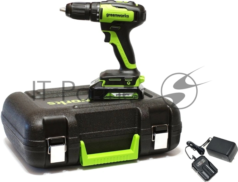 Дрель-шуруповерт Greenworks GD24DD35K2, 20 В, 2 Ач, 35 Нм, бесщеточный