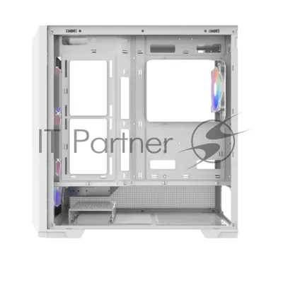 Корпус ПК без блока питания Case SAMA S41 White, Midi-Tower, TG, 4x120mm ARGB, 2xUSB 3.0 + 1xUSB 3.2 Type-C, ATX, mATX, mITX White