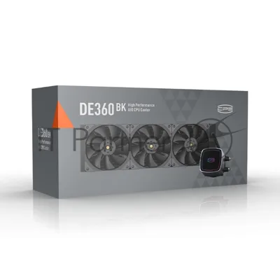 Система охлаждения Water Cooling System PCCooler DE360 BK (310W, 360mm, Black, ARGB Pump/ Fans: 3x120mm, 71.86CFM, 33.8dBA, 1850RPM/ Pump height 55mm, 28dBA, 3200RPM, Rad thickness 27mm/ S: 1851, 1700, 1200, 20XX, 115X, AM5, AM4)