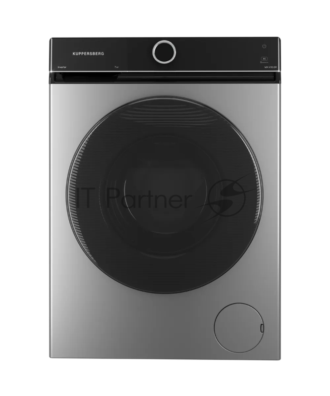 Стиральная машина Kuppersberg, High-Tech, ВхШхГ 85х60х42 см, загрузка 7 кг, 1200 об/мин, 14 программ, инверторный двигатель, пар, отложенный старт, комбинированное управление, цветной дисплей, энергоэффективность А, цвет серый