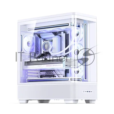 Корпус без блока питания Case JONSBO TK-5, Midi-Tower, TG, no fan, 2xUSB-A 3.0 + 1xUSB-C 3.2, ATX, mATX, mITX White