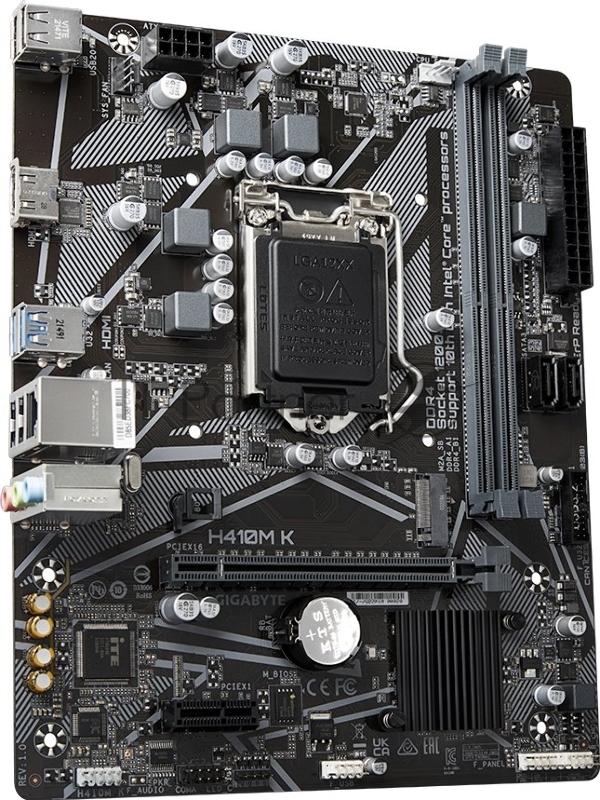 Материнская плата Gigabyte H410M K, LGA1200, Intel H470, 2xDDR4, 2xSATA 6Gb/s, 1xM.2, 1xPCIe 3.0 x16, 1xPCIe 3.0 x1, 1xHDMI, 1x 1Gb LAN, 2xUSB 3.2 Gen 1, 4xUSB 2.0, 3x3.5 мм, 7.1, microATX