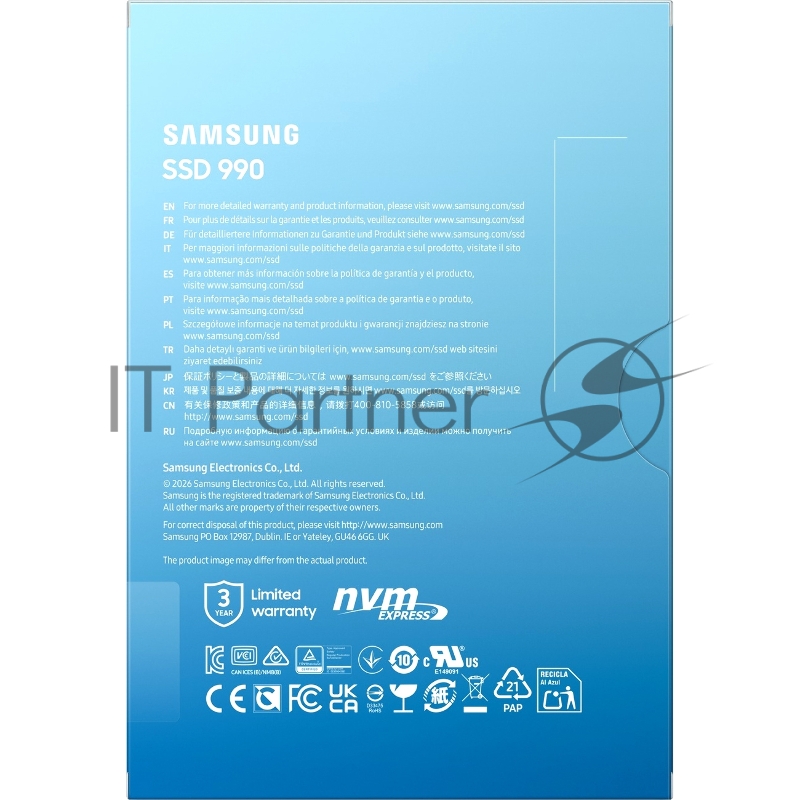 Твердотельный диск 2TB Samsung 990, M.2, PCI-E 4.0 x4, V-NAND TLC [R/W - 7150/6450 MB/s]