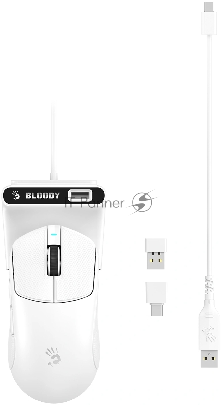 Мышь беспроводная/проводная A4tech Bloody R77UltraDock белый, 20000 dpi, USB Type-A, радиоканал, кнопки - 5