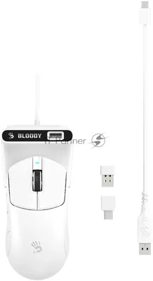 Мышь беспроводная/проводная A4tech Bloody R77UltraDock белый, 20000 dpi, USB Type-A, радиоканал, кнопки - 5