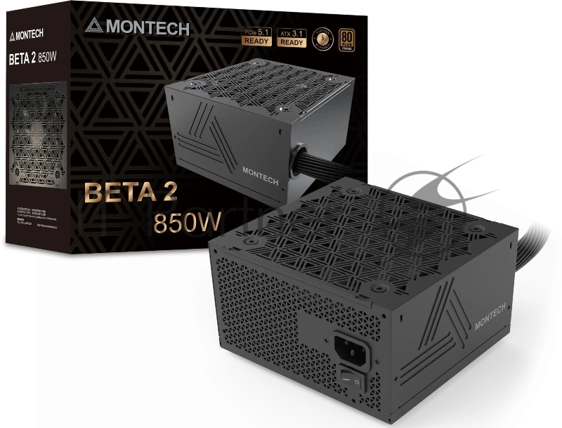 Блок питания Montech BETA 2 850W, 850Вт, 80+ Bronze, 120мм, немодульный, черный