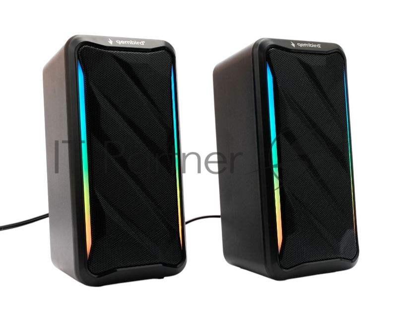 Акустическая система 2.0 Gembird SPK-305, 10Вт, пластик, рег.громкости, RGB подсветка, черный