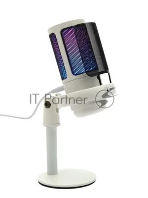 Микрофон конденсаторный Gembird M-01NW, подсветка RGB, шумоподавление, настольный держатель, белый