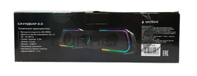 Саундбар 2.0 Gembird SPK-320, 6Вт, пластик, рег.громкости, RGB подсветка, черный