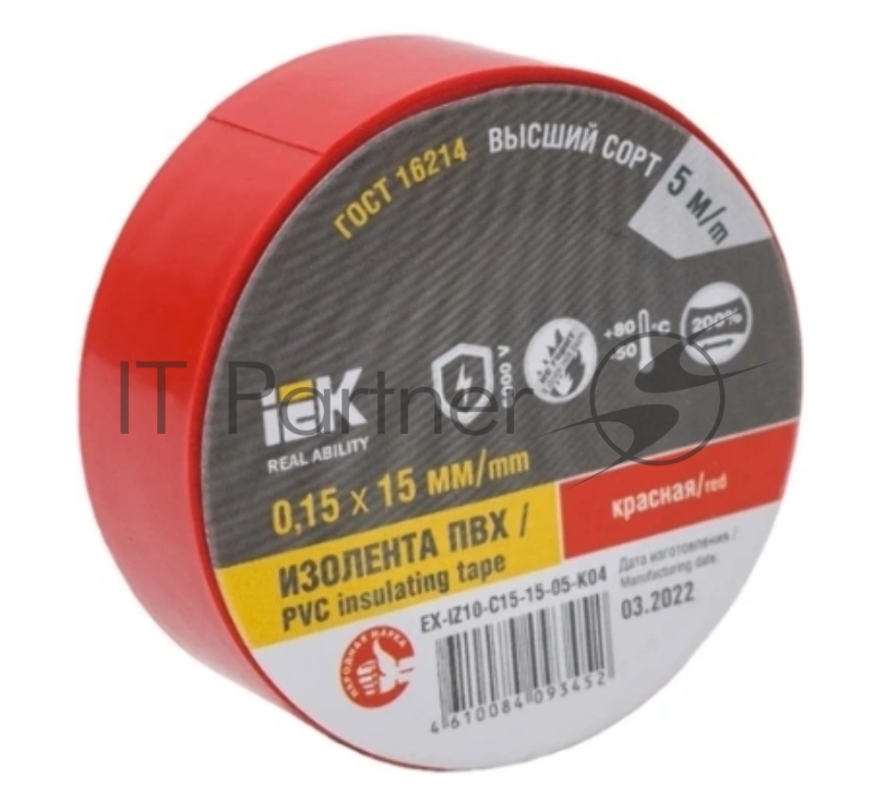 Изолента IEK EX-IZ10-C15-15-05-K04 MIXTAPE 7, Красная, 15мм, 5м