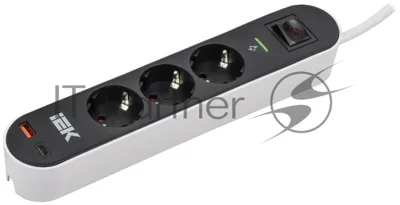 Фильтр сетевой СФ-03К 16А USB A+C 20Вт 3м 3х1,5мм2 черный